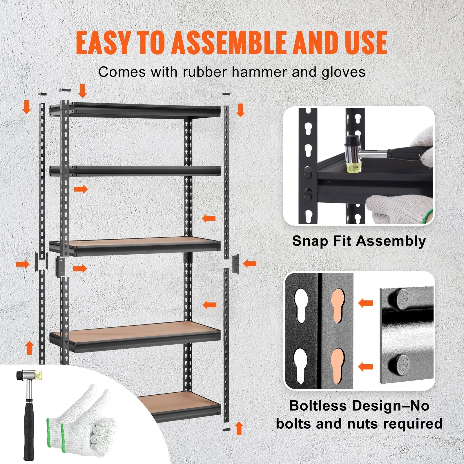 VEVOR Storage Shelving Unit, 5-Tier Adjustable, 2000 Lbs Capacity, Heavy Duty Garage Shelves Metal Organizer Utility Rack, Black, 30 L X 12 W X 60 H for Kitchen Pantry Basement Bathroom Laundry