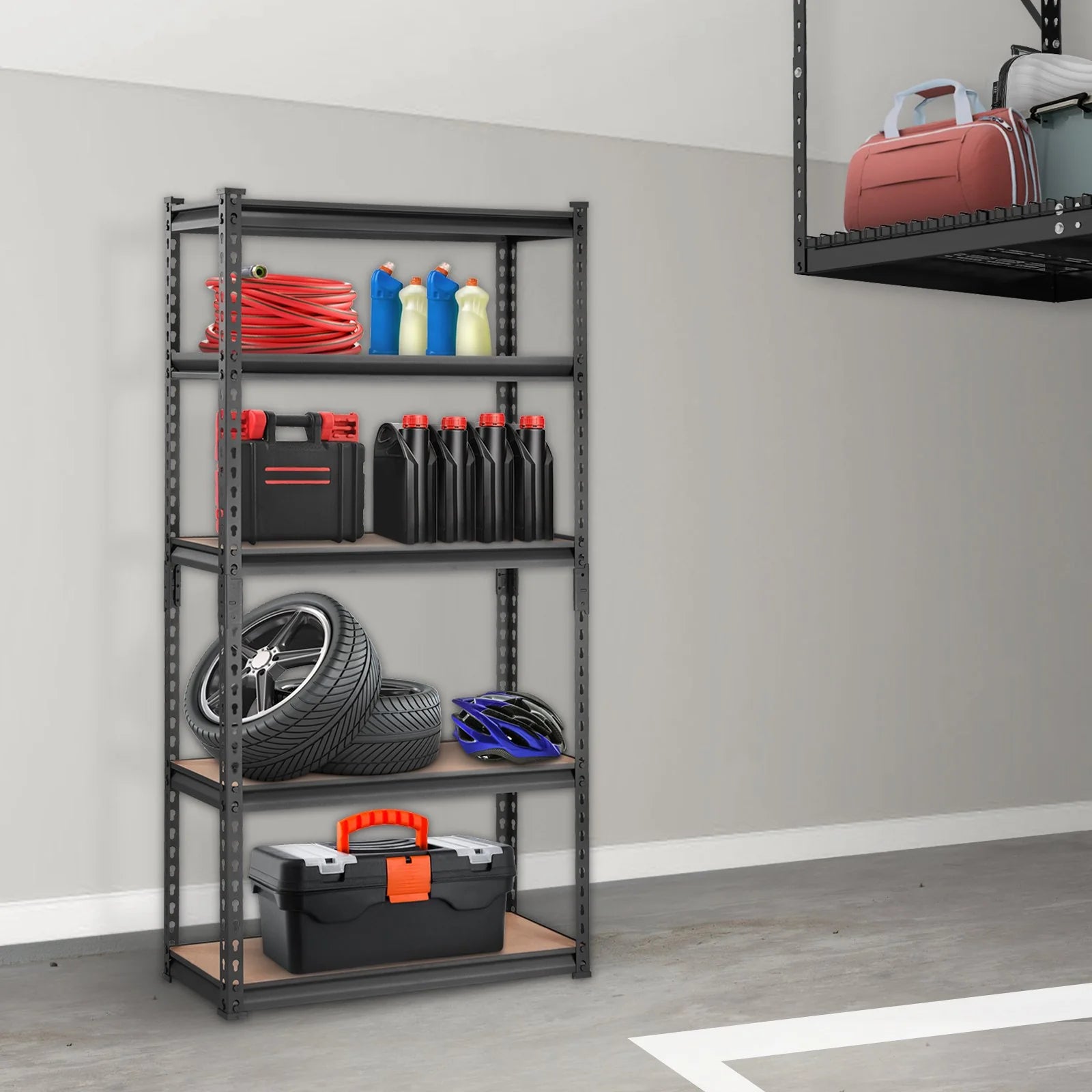 VEVOR Storage Shelving Unit, 5-Tier Adjustable, 2000 Lbs Capacity, Heavy Duty Garage Shelves Metal Organizer Utility Rack, Black, 30 L X 12 W X 60 H for Kitchen Pantry Basement Bathroom Laundry