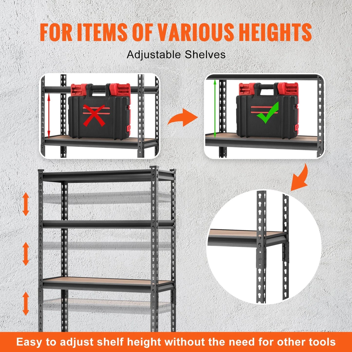 VEVOR Storage Shelving Unit, 5-Tier Adjustable, 2000 Lbs Capacity, Heavy Duty Garage Shelves Metal Organizer Utility Rack, Black, 30 L X 12 W X 60 H for Kitchen Pantry Basement Bathroom Laundry